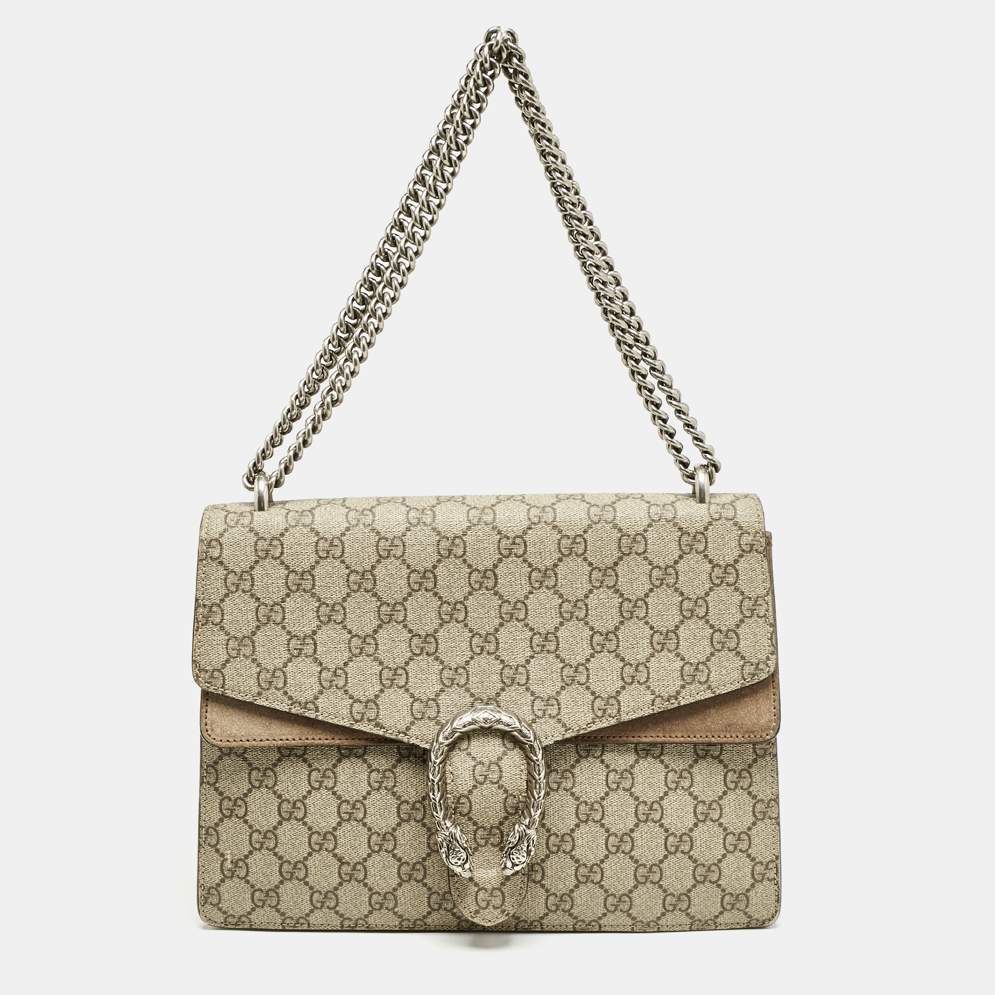 Gucci Beige GG Supreme Canvas and Suede Medium Dionysus Shoulder Bag
Gucci Beige GG Supreme Canvas and Suede Medium Dionysus Shoulder Bag