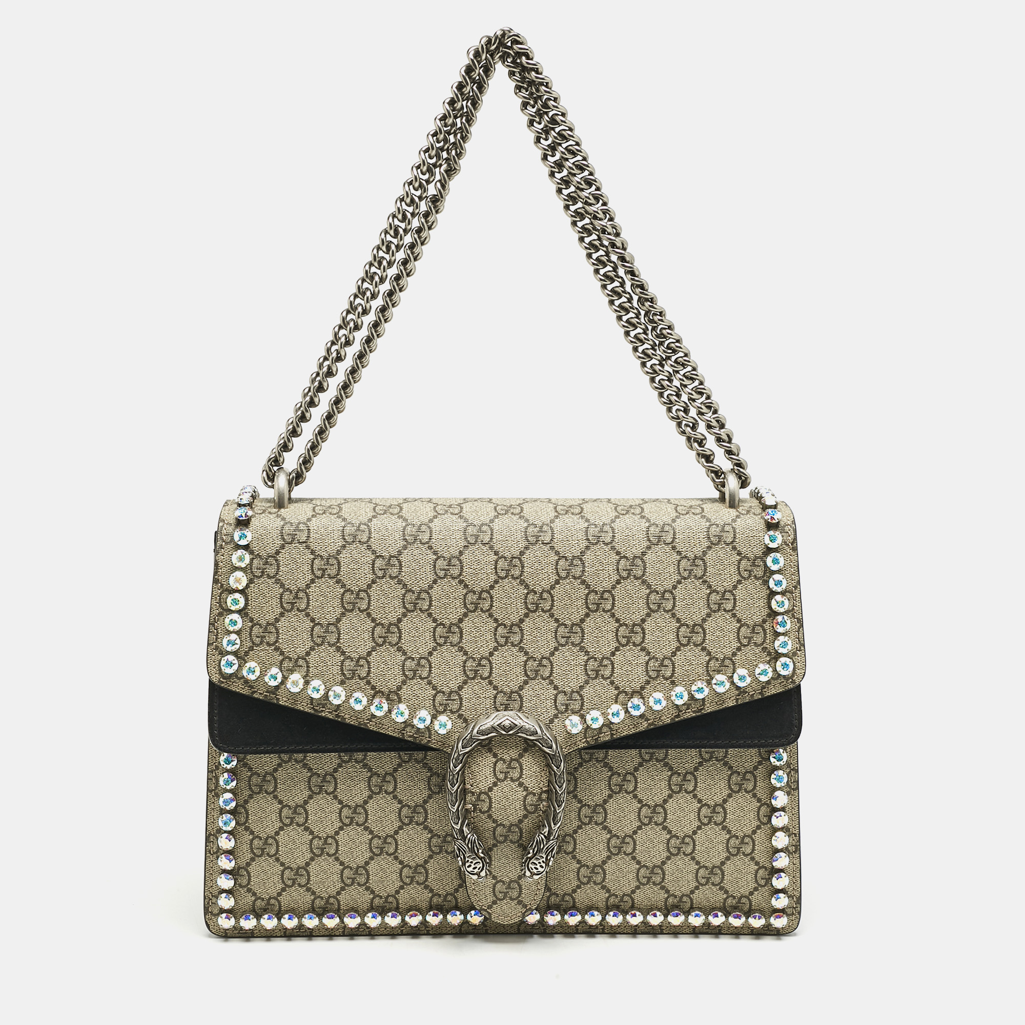 Gucci Black/Beige GG Supreme Canvas and Suede Medium Dionysus Shoulder Bag
Gucci Black/Beige GG Supreme Canvas and Suede Medium Dionysus Shoulder Bag