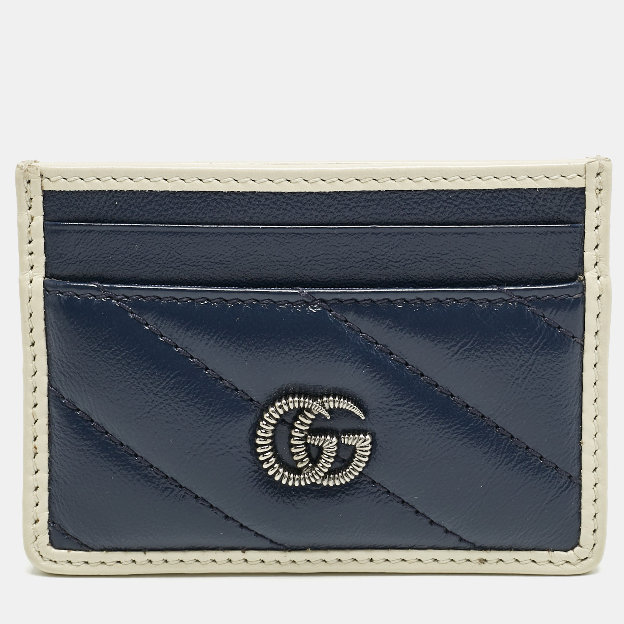Gucci Blue/White Diagonal Quilt Leather GG Torchon Marmont Card Holder
Gucci Blue/White Diagonal Quilt Leather GG Torchon Marmont Card Holder