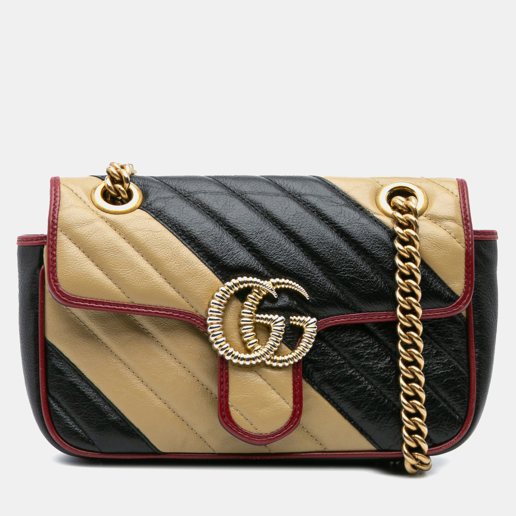 Gucci Beige/Black Mini GG Marmont Matelasse Leather Torchon Flap Crossbody
Gucci Beige/Black Mini GG Marmont Matelasse Leather Torchon Flap Crossbody