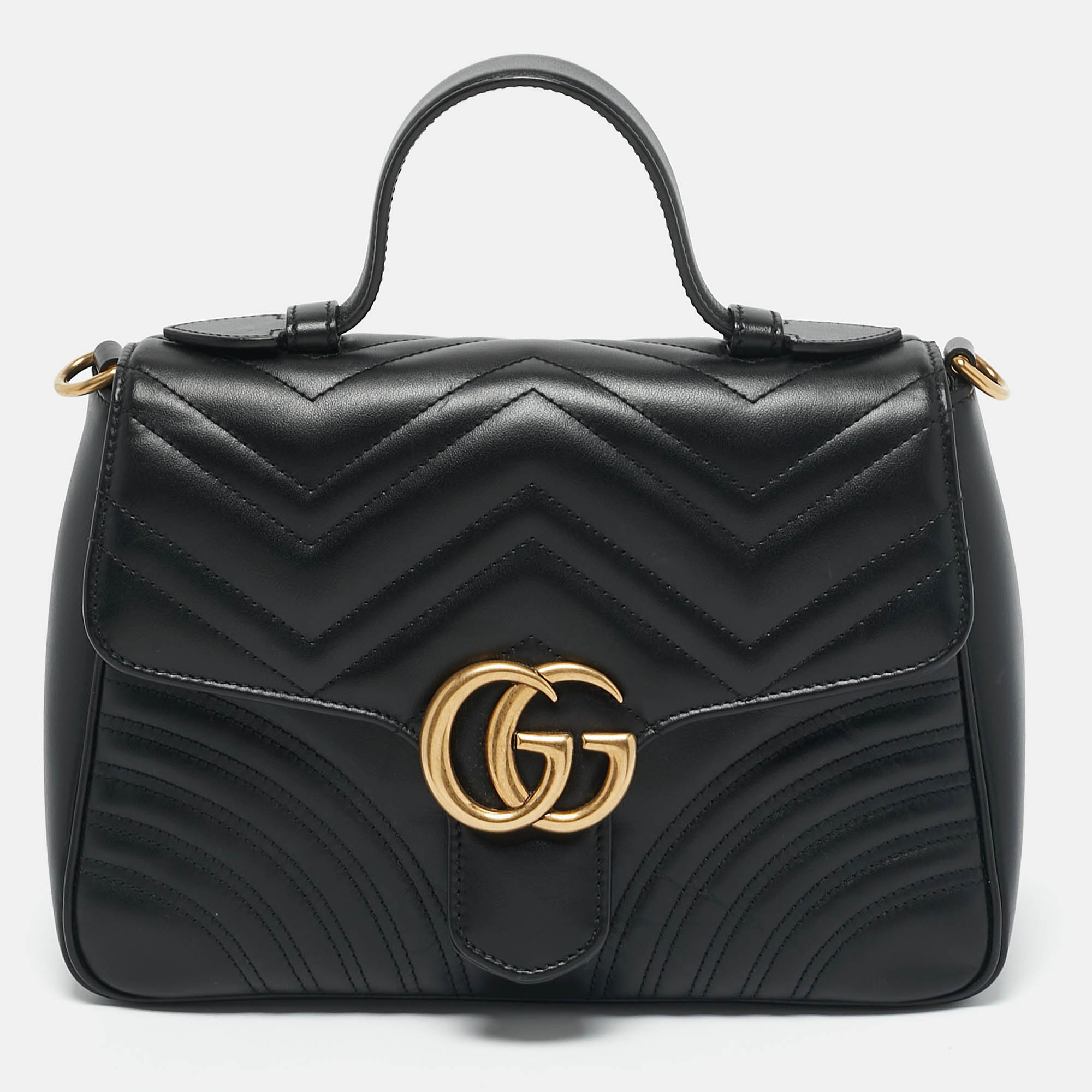 Gucci Black Matelasse Leather Medium GG Marmont Top Handle Bag
Gucci Black Matelasse Leather Medium GG Marmont Top Handle Bag