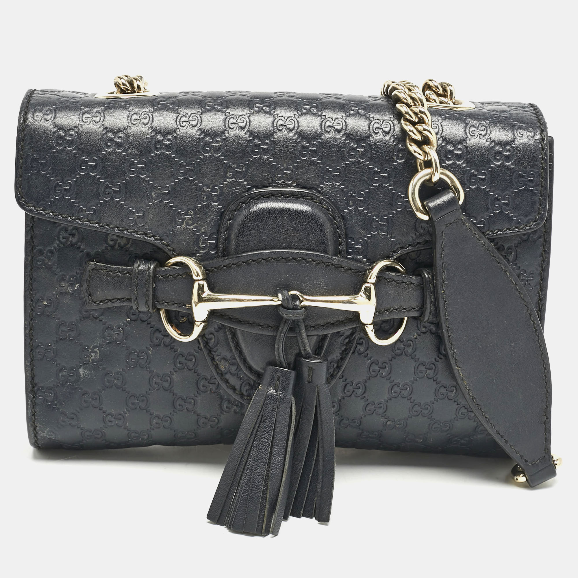 Gucci Navy Blue MIcroguccissima Leather Mini Emily Crossbody Bag
Gucci Navy Blue MIcroguccissima Leather Mini Emily Crossbody Bag