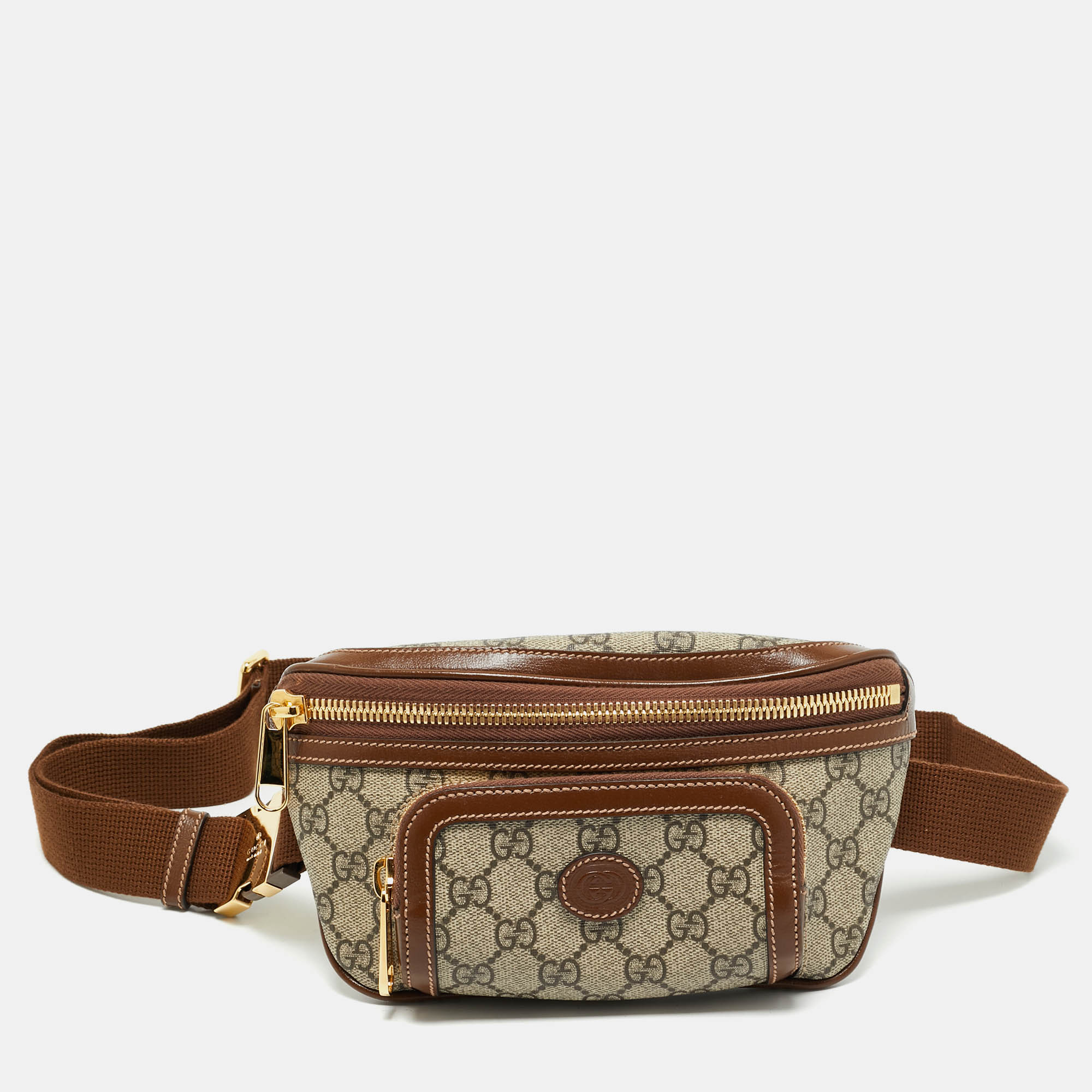 Gucci Brown/Beige GG Supreme Canvas and Leather Interlocking G Belt Bag
Gucci Brown/Beige GG Supreme Canvas and Leather Interlocking G Belt Bag