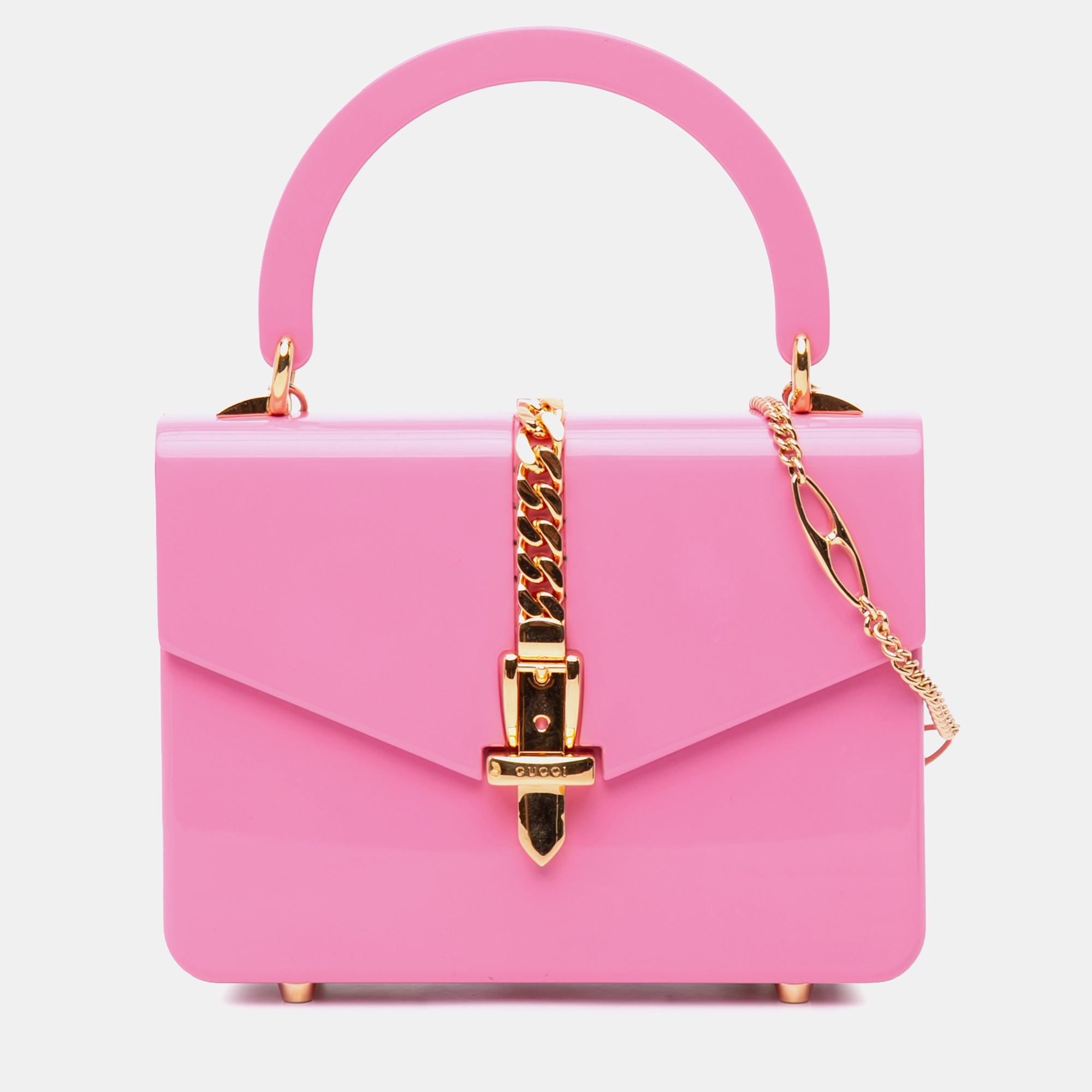 Gucci Pink Mini Acrylic Sylvie 1969 Top Handle Bag