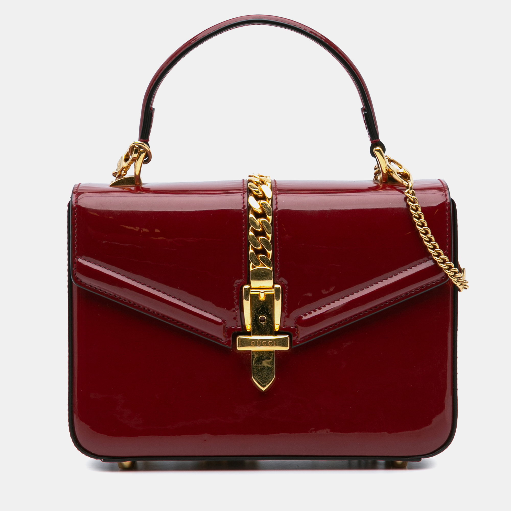 Gucci Red Mini Patent Sylvie 1969 Top Handle Bag