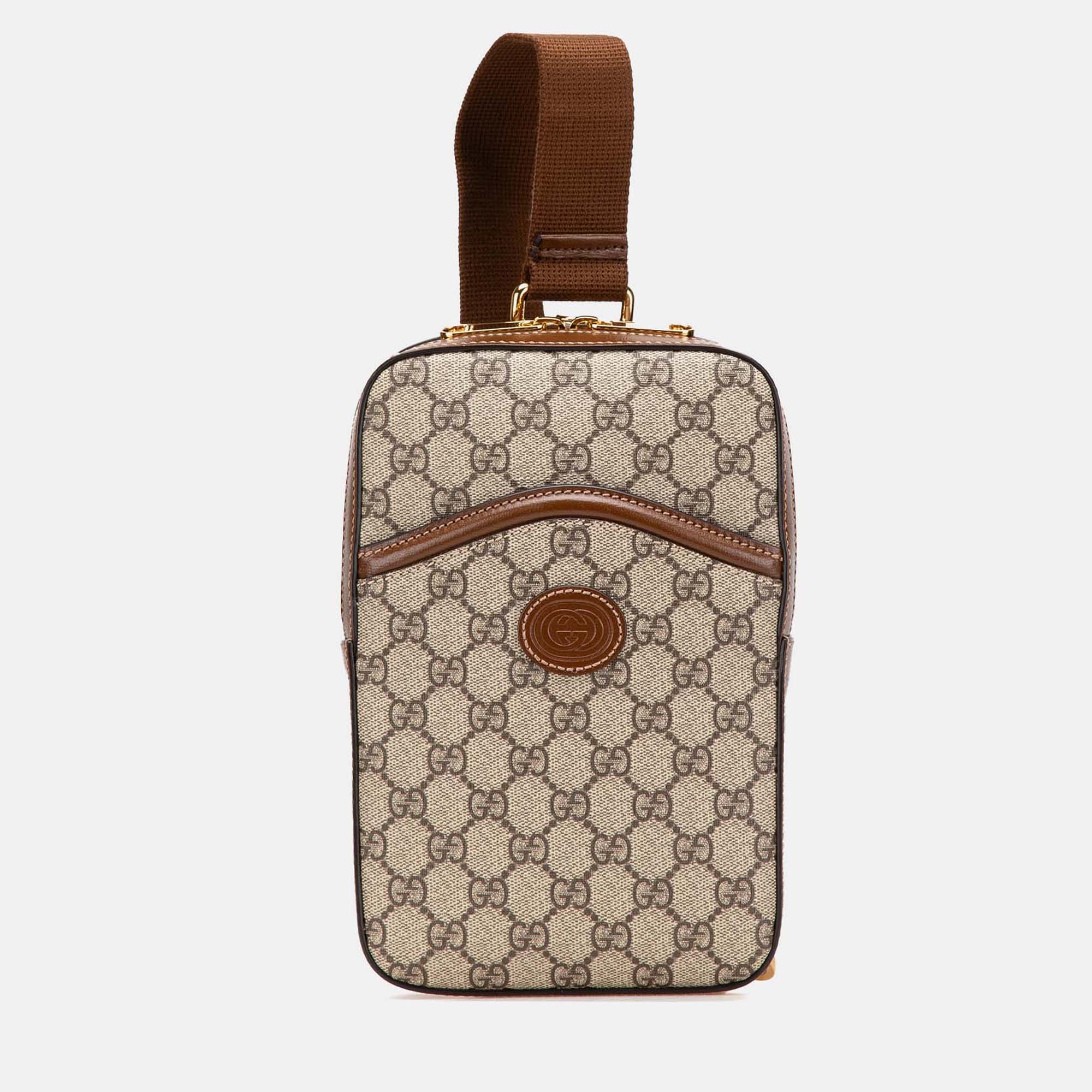 Gucci Brown GG Supreme Interlocking G Sling Bag
Gucci Brown GG Supreme Interlocking G Sling Bag