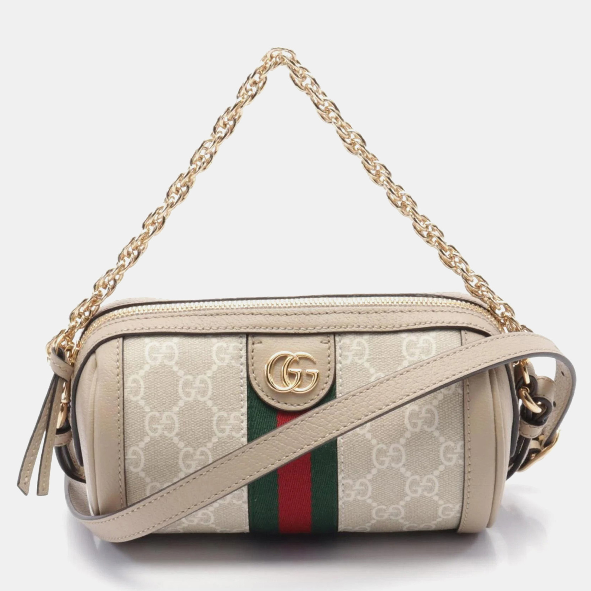 Gucci Ophidia Mini Beige Multicolor Coated Canvas Leather Shoulder Bag