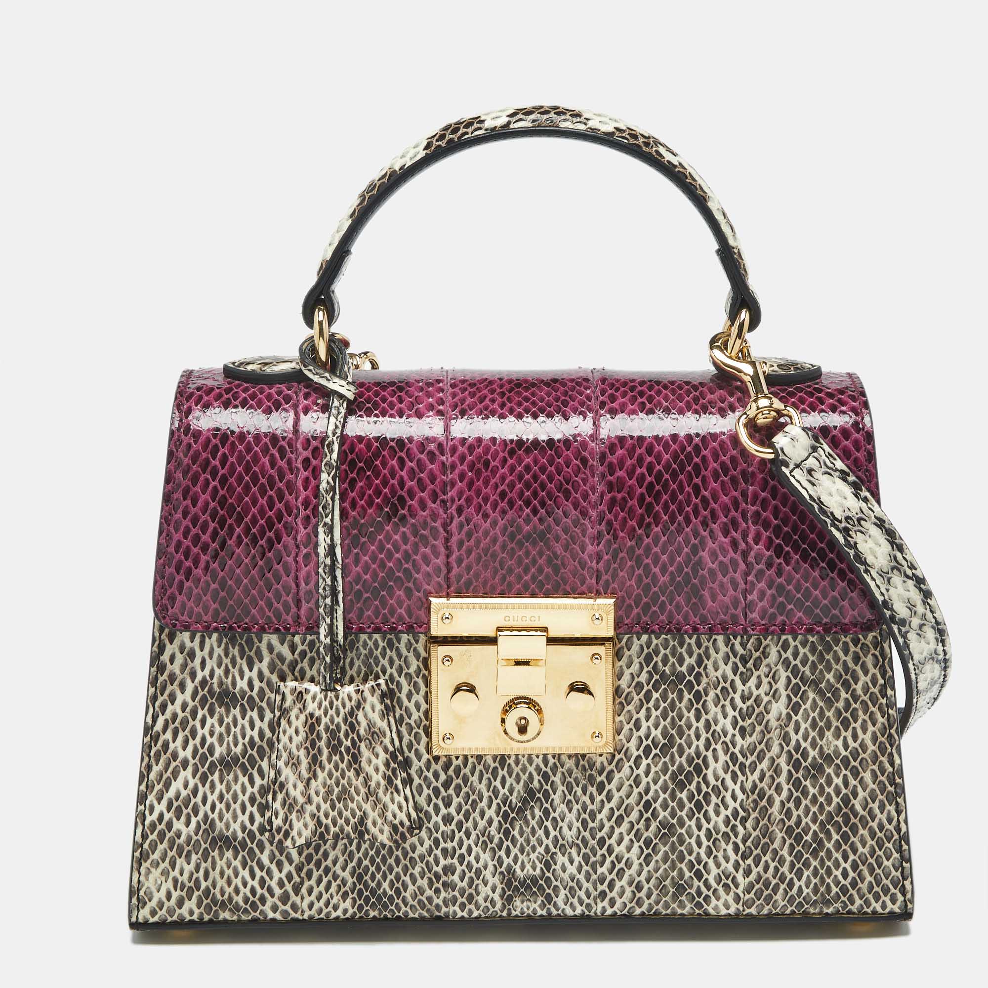 Gucci Beige/Magenta Python Small Padlock Top Handle Bag - Gucci - Modalova