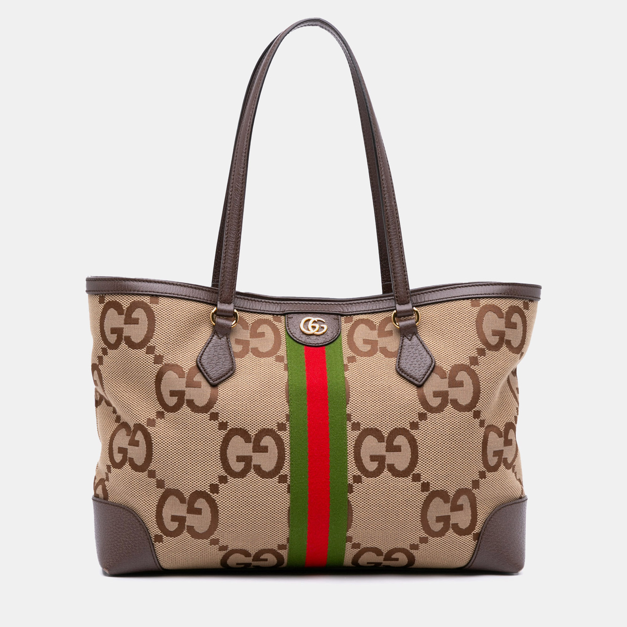 Gucci Beige Brown Medium Jumbo GG Canvas Web Ophidia Tote - Gucci - Modalova