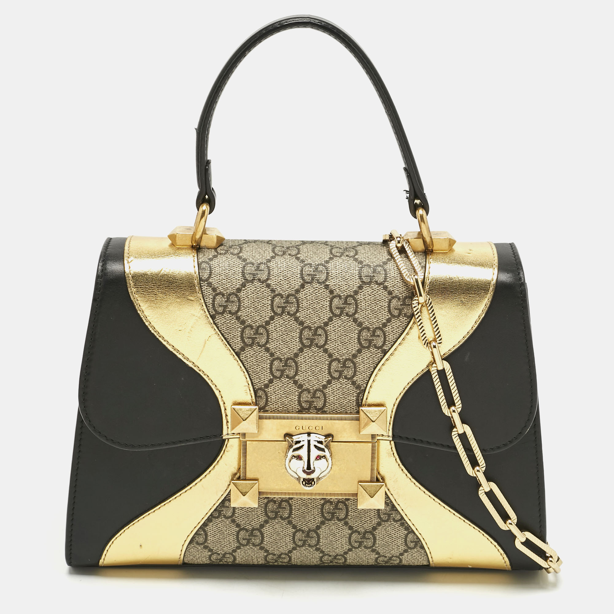 Gucci Tri Color GG Supreme Canvas and Leather Osiride Small Top Handle Bag, Multicolor
Gucci Tri Color GG Supreme Canvas and Leather Osiride Small Top Handle Bag, Multicolor