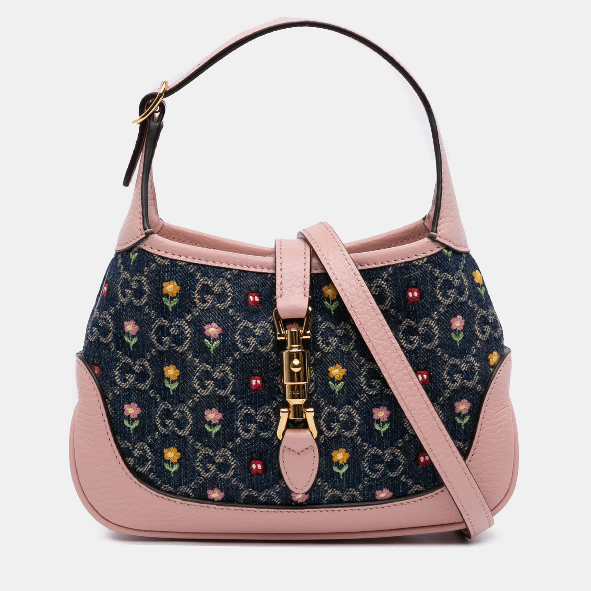Gucci Beige Blue Limited Edition Mini GG Denim Embroidered Floral Jackie 1961 Crossbody
Gucci Beige Blue Limited Edition Mini GG Denim Embroidered Floral Jackie 1961 Crossbody