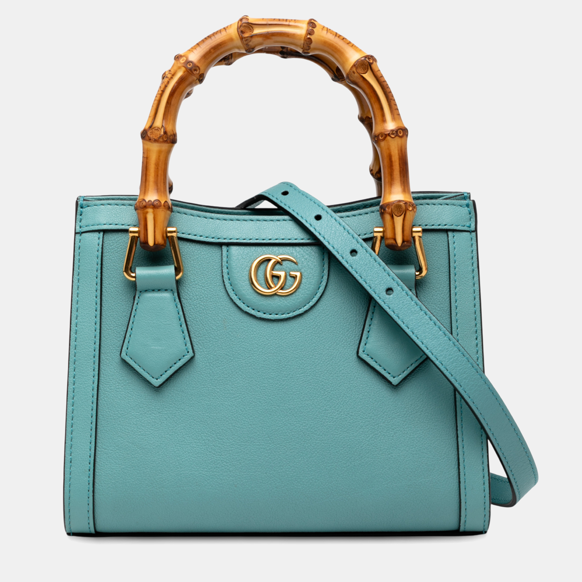 Gucci Blue Mini Calfskin Bamboo Diana Satchel 
Gucci Blue Mini Calfskin Bamboo Diana Satchel
