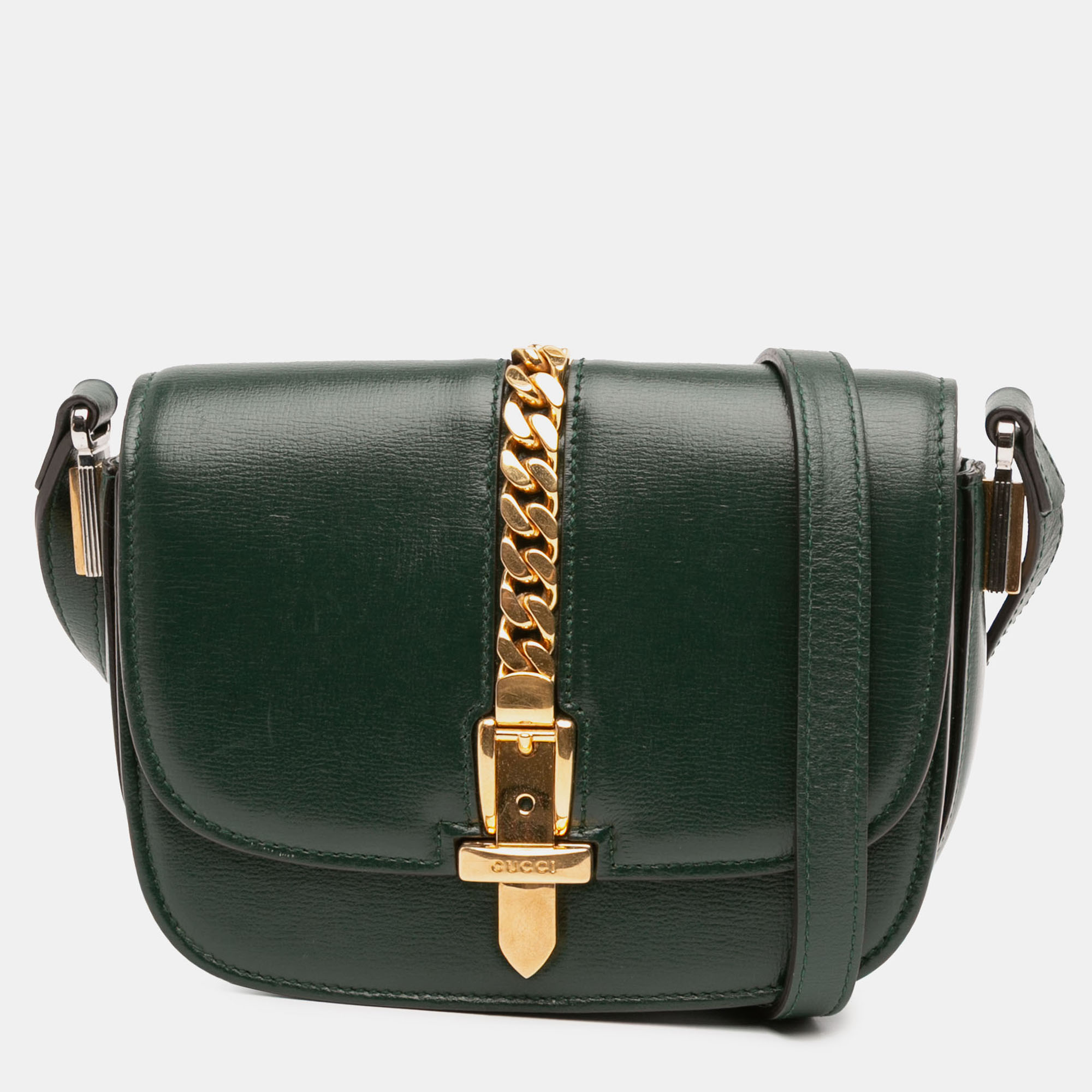 Gucci Mini Leather Sylvie 1969 Crossbody, Green
Gucci Mini Leather Sylvie 1969 Crossbody, Green