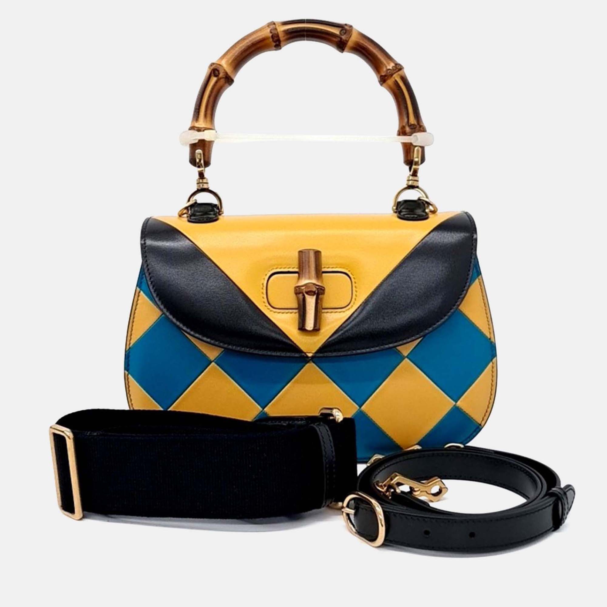 Gucci Multicolor Leather Bamboo 1947 Top Handle Shoulder Bag
Gucci Multicolor Leather Bamboo 1947 Top Handle Shoulder Bag