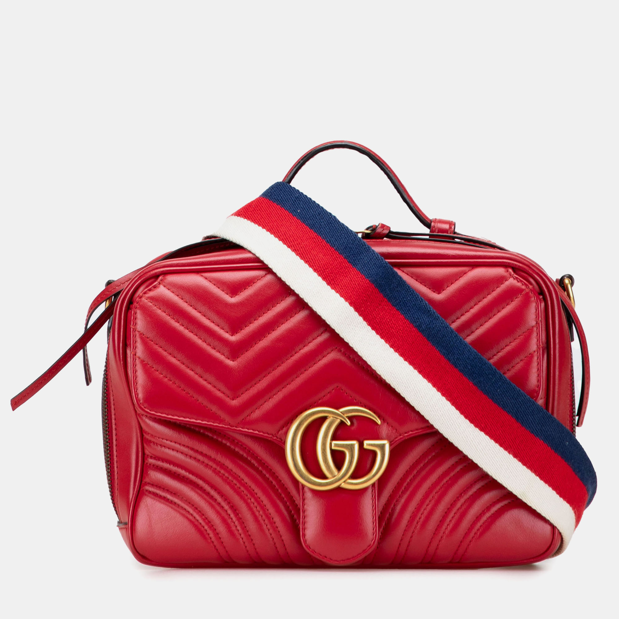 Gucci Red Small GG Marmont Matelasse Leather Sylvie Top Handle Satchel
Gucci Red Small GG Marmont Matelasse Leather Sylvie Top Handle Satchel
