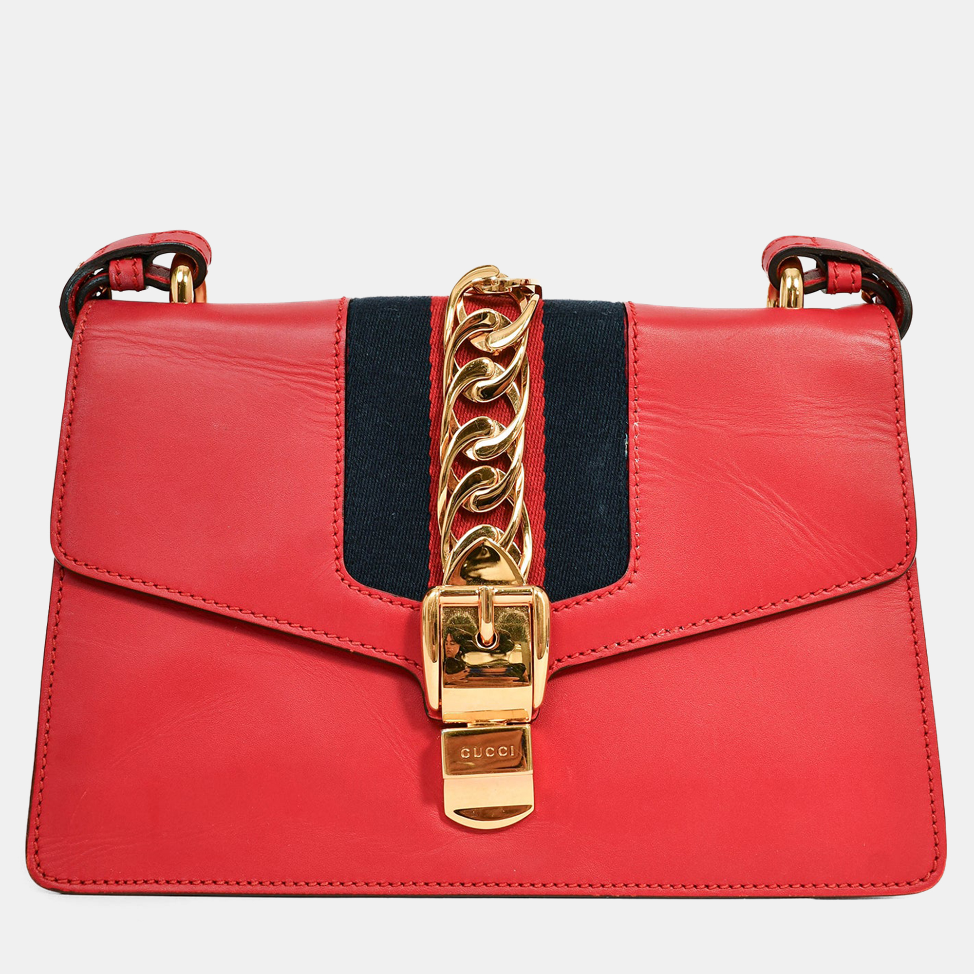 Gucci Red Calfskin Sylvie Shoulder Bag
Gucci Red Calfskin Sylvie Shoulder Bag