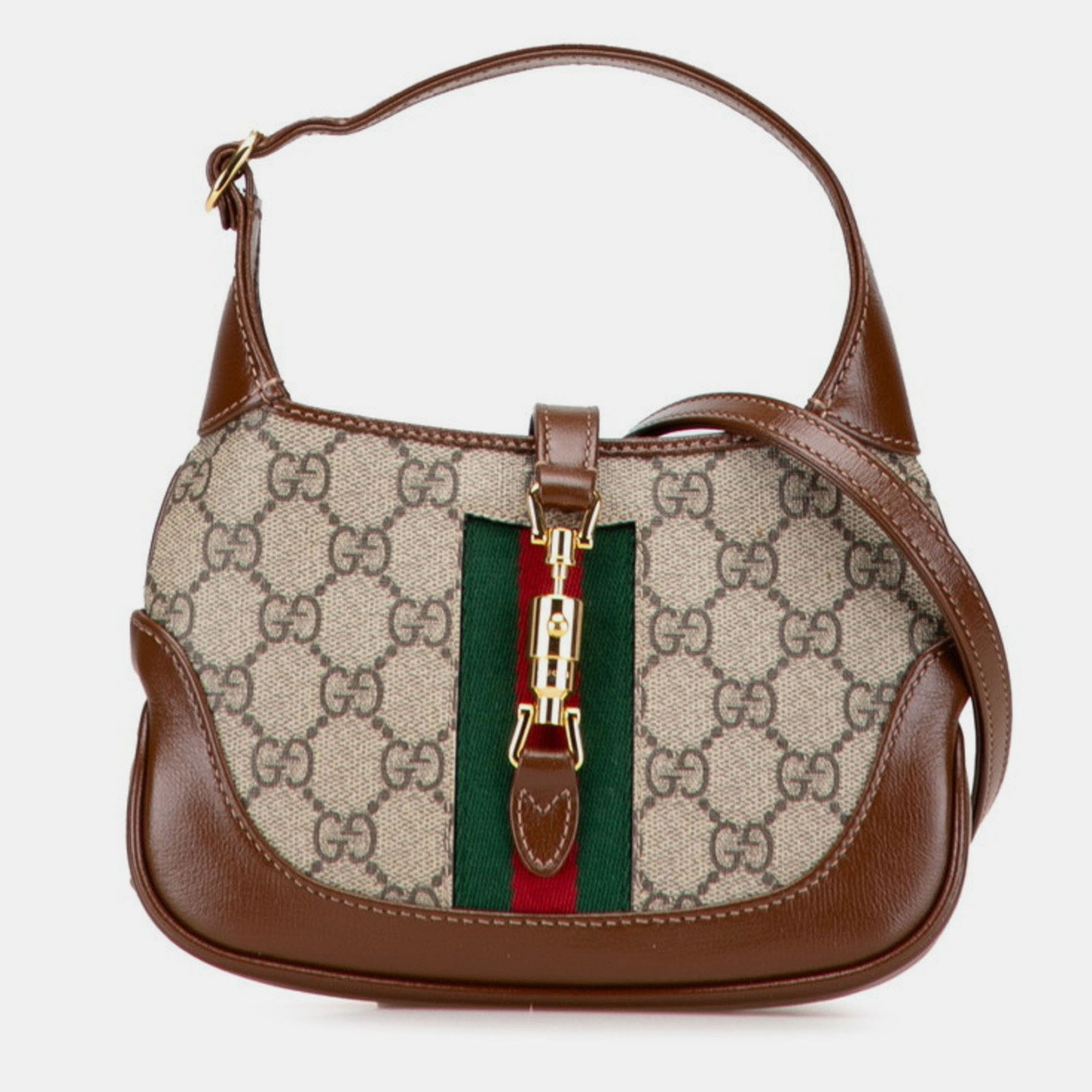 Gucci Gg Supreme Jackie 1961 Shoulder Bag Beige Brown Leather
Gucci Gg Supreme Jackie 1961 Shoulder Bag Beige Brown Leather
