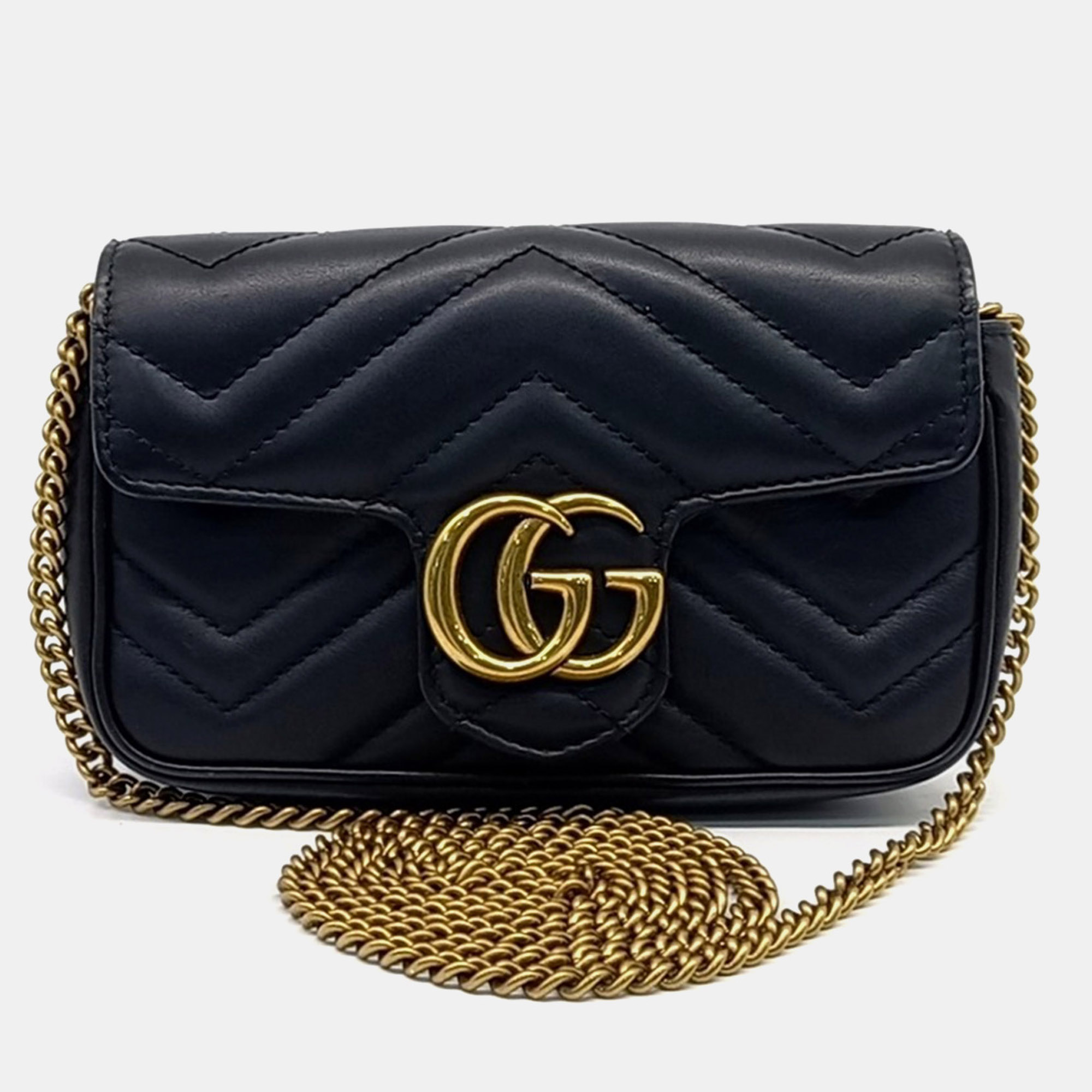 Gucci Black Leather Matrasse Super Mini Crossbody Bag
Gucci Black Leather Matrasse Super Mini Crossbody Bag