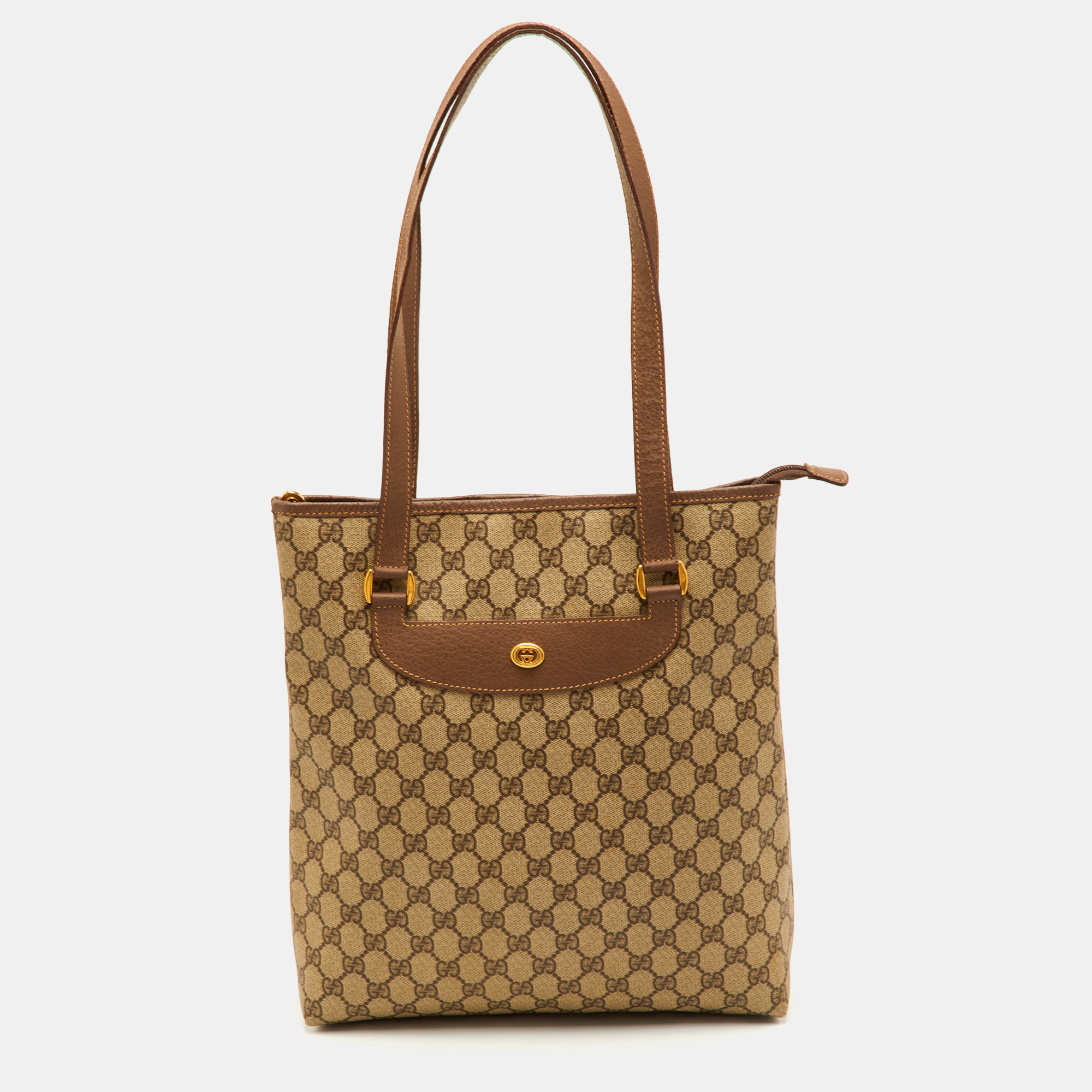 Gucci Sherry Beige/Brown GG Supreme Canvas and Leather Tote
Gucci Sherry Beige/Brown GG Supreme Canvas and Leather Tote