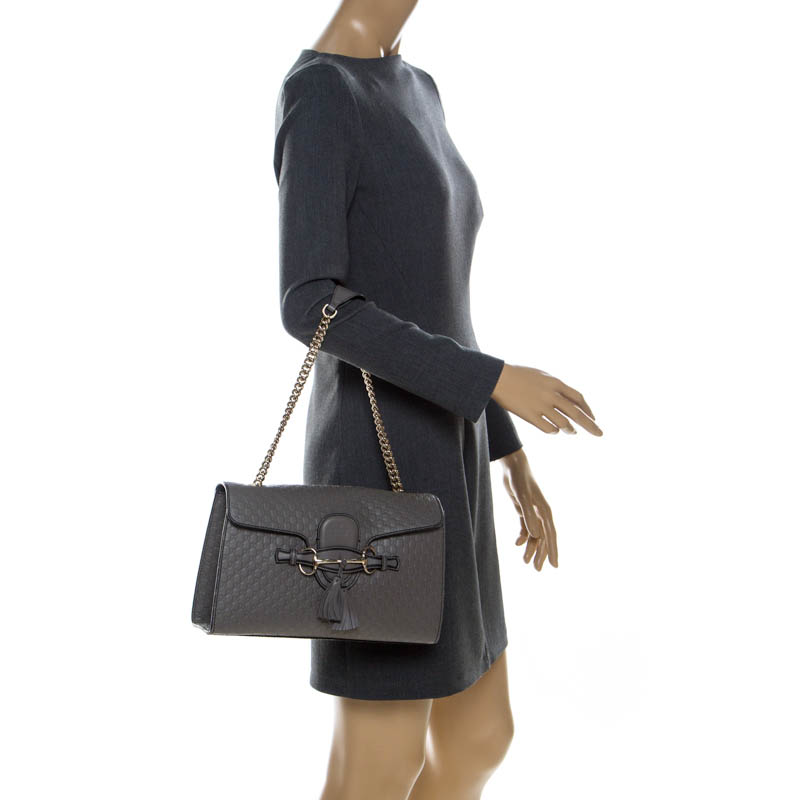 

Gucci Grey Microguccissima Leather Medium Emily Chain Shoulder Bag
