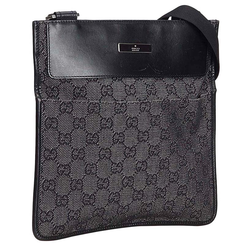 Gucci Gray Guccissima Jacquard Crossbody Bag, Black 
Gucci Gray Guccissima Jacquard Crossbody Bag, Black