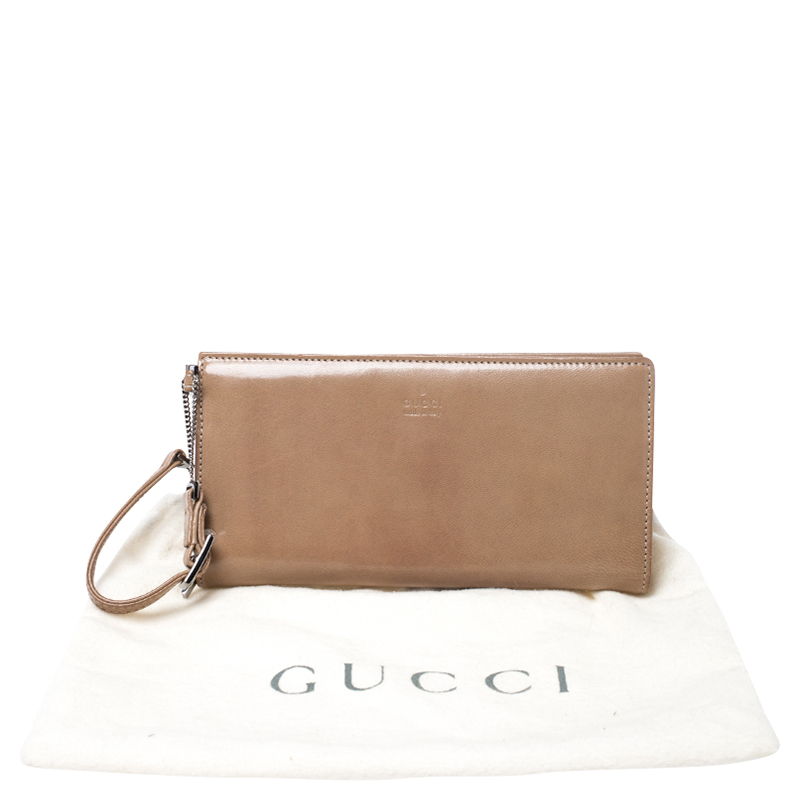 Gucci Light Brown Leather Wristlet Wallet