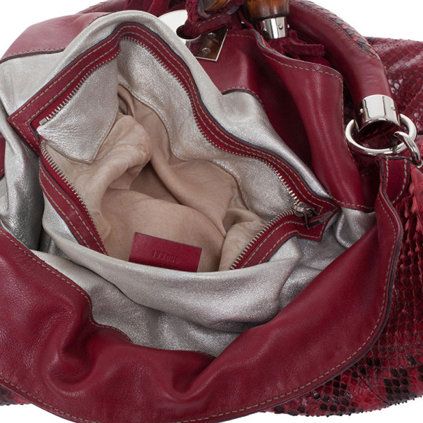 Gucci Gold Red Python Large Babouska Indy Top Handle Bag