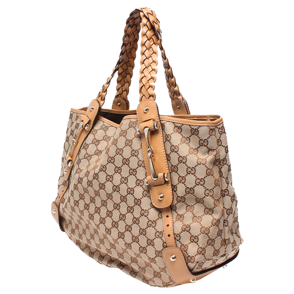 Gucci Beige GG Canvas Medium Pelham Shoulder Bag 
Gucci Beige GG Canvas Medium Pelham Shoulder Bag