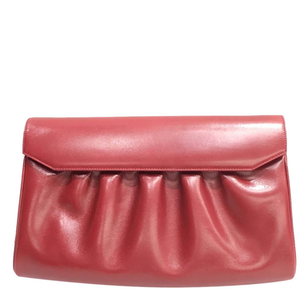 Image of Gucci Red Leather Clutch Bag