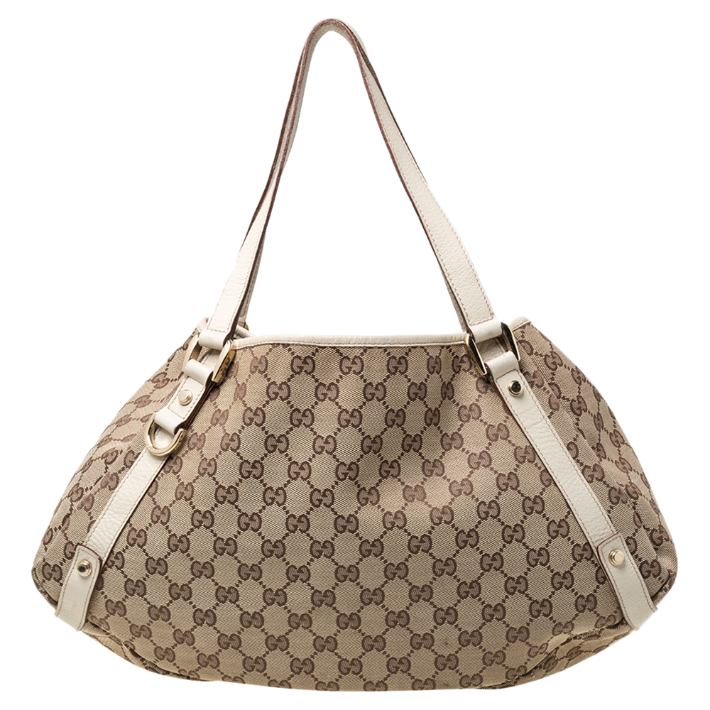 Image of Gucci Beige/Cream GG Canvas and Leather Medium Abbey Shoulder Bag