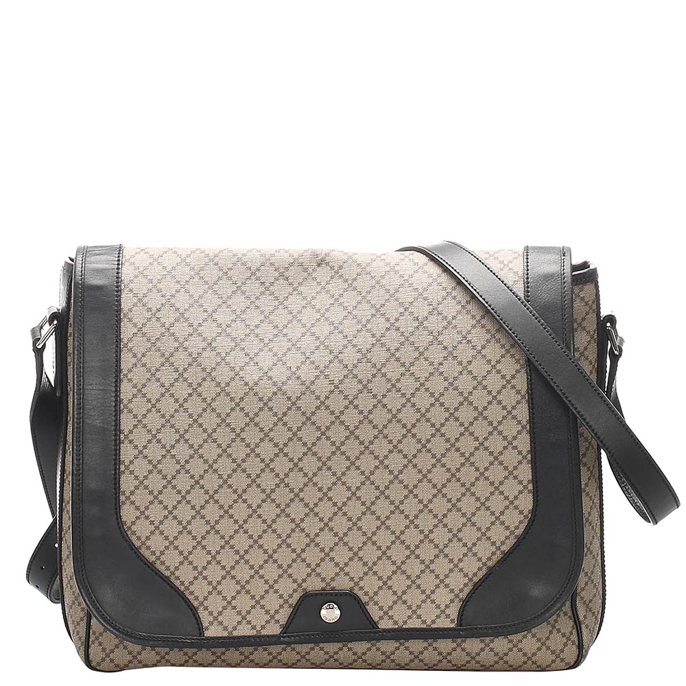 Image of Gucci Brown Diamante Coated Canvas Messenger Bag