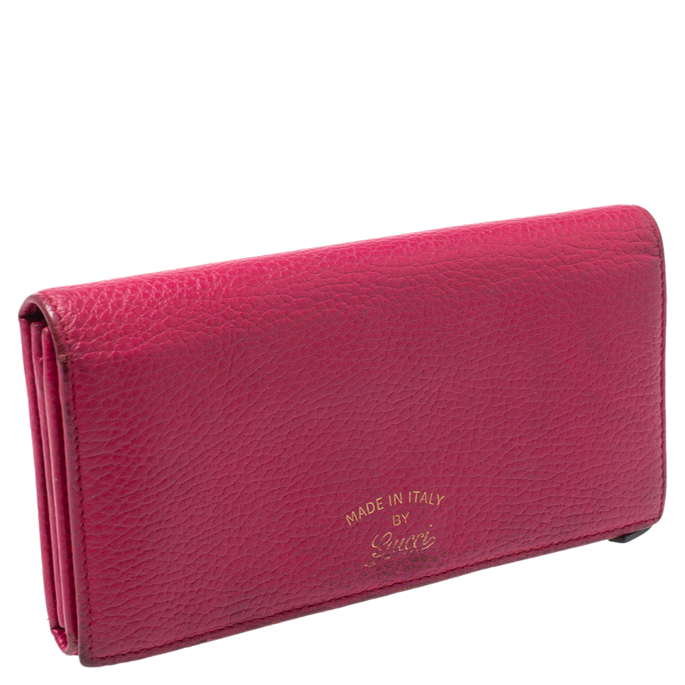 Gucci Magenta Leather Swing Continental Wallet
