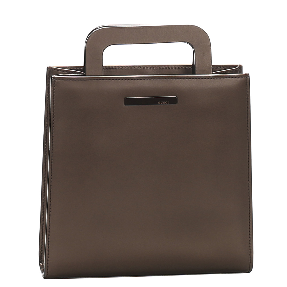 Image of Gucci Brown Leather Satchel Bag