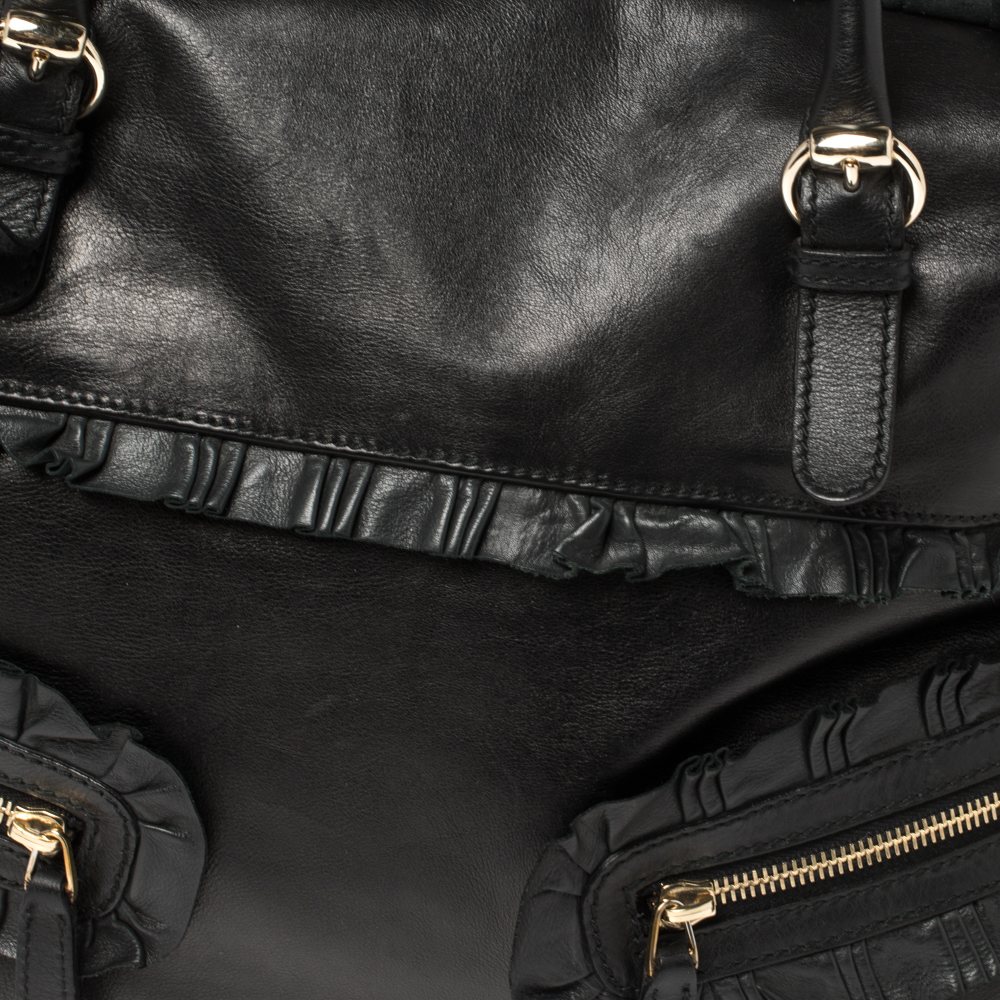 Gucci Black Leather Sabrina Medium Boston Bag
