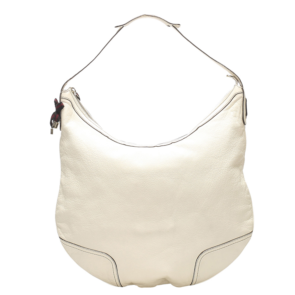 Gucci White Leather Princy Hobo Bag