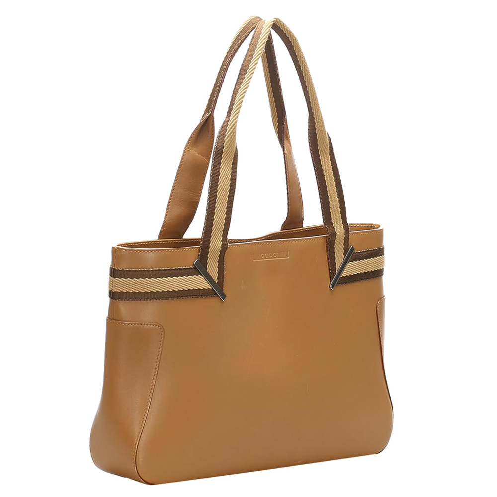 Gucci Brown/Dark Brown Leather Web Shoulder Bag
Gucci Brown/Dark Brown Leather Web Shoulder Bag