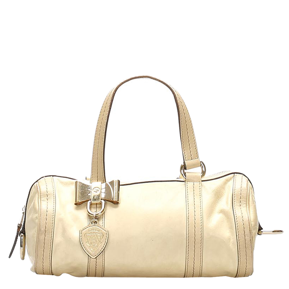 Gucci White Leather Duchessa Satchel Bag
