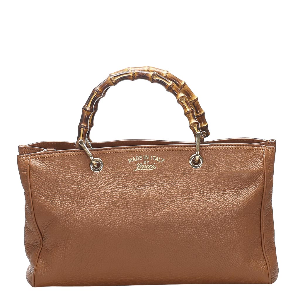 Gucci Brown Leather Bamboo Shopper Satchel bag