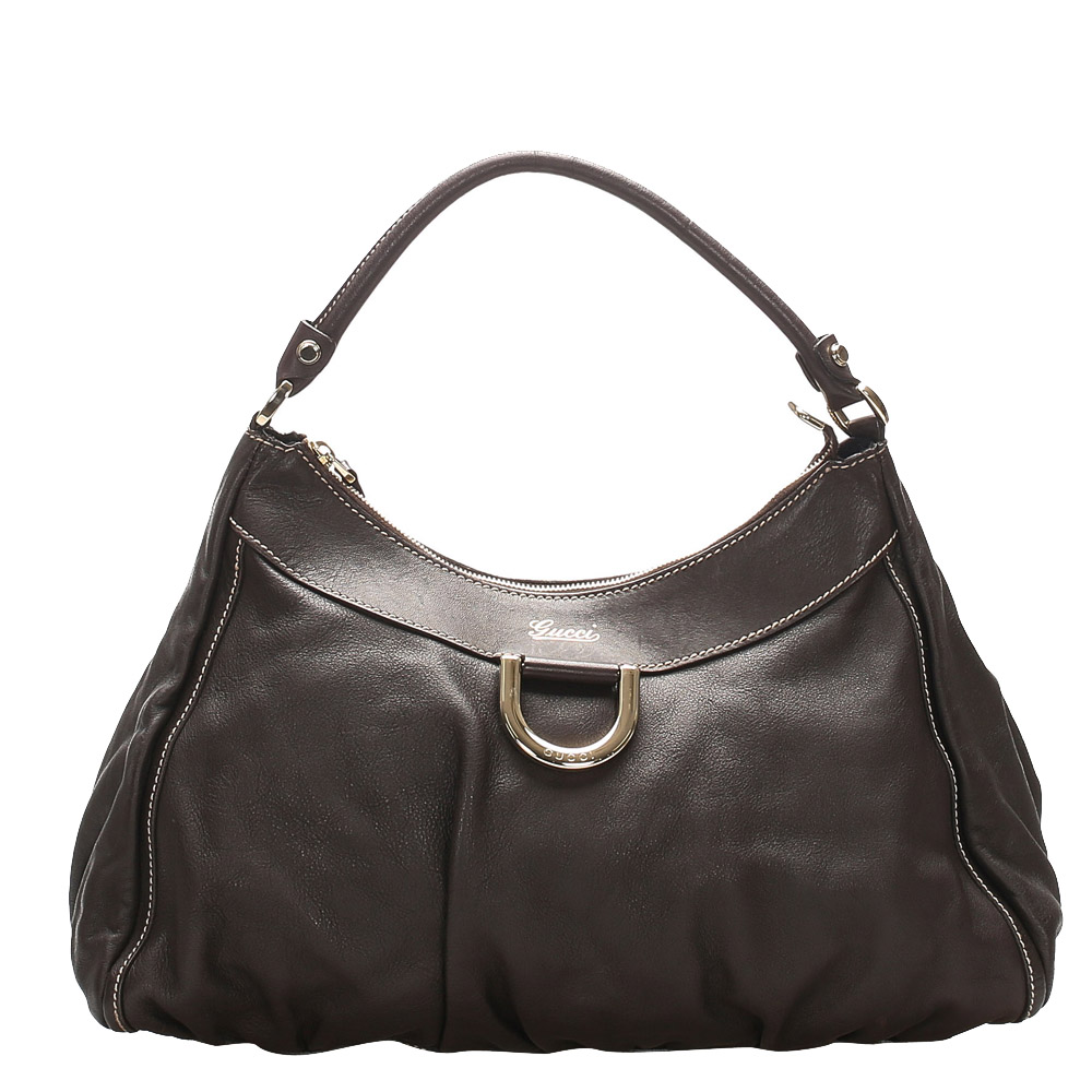 Gucci Brown Leather Abbey D-Ring Hobo Bag
