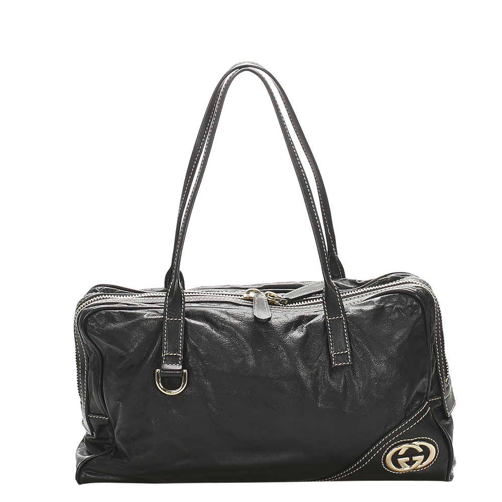 Gucci Black Leather Britt Tote Bag