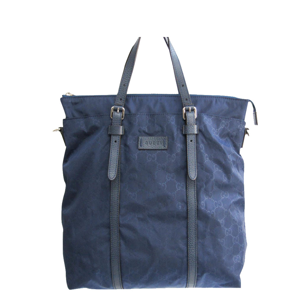 Gucci Navy Blue GG Canvas Nylon Tote Bag