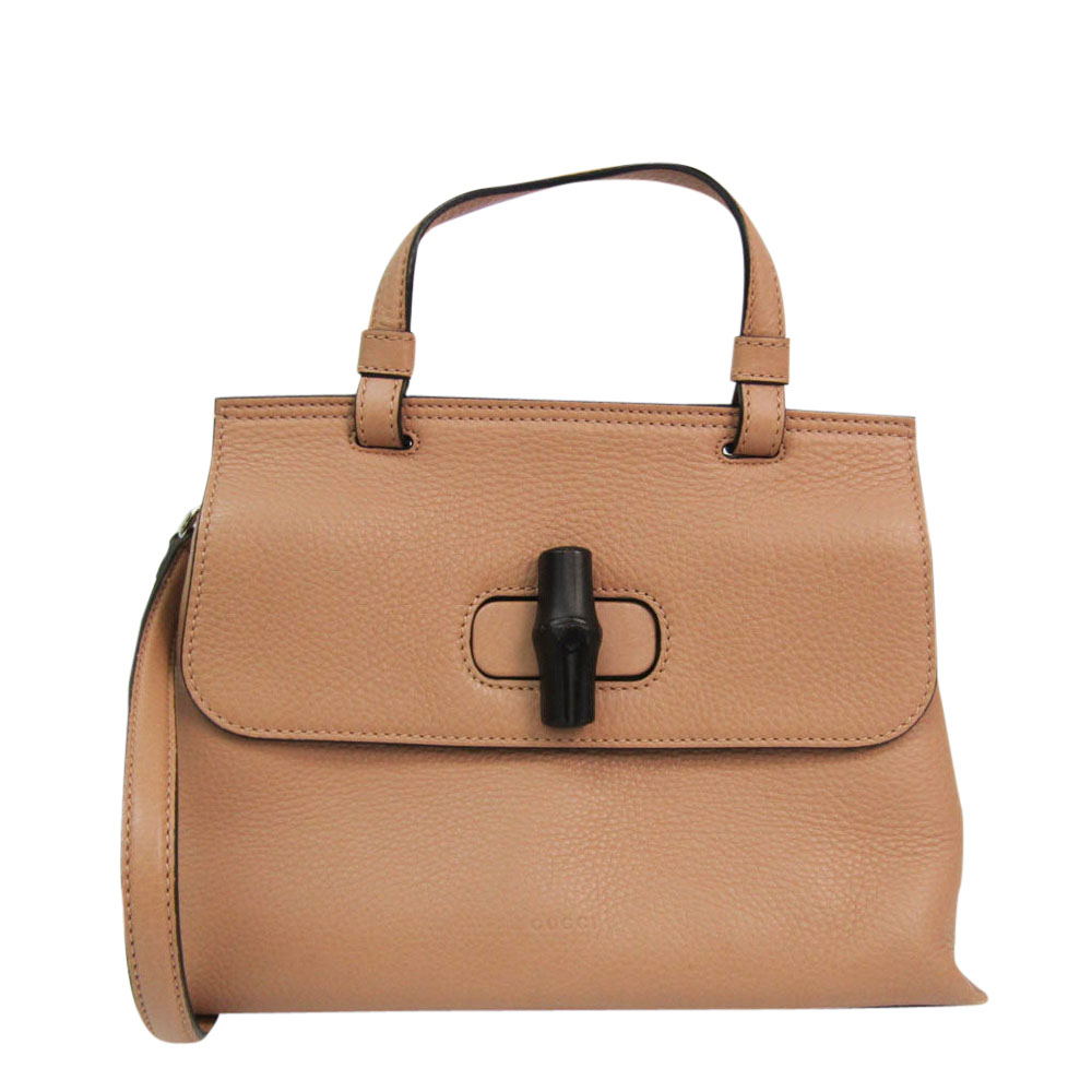 Gucci Beige Leather Bamboo Daily Top Handle Bag