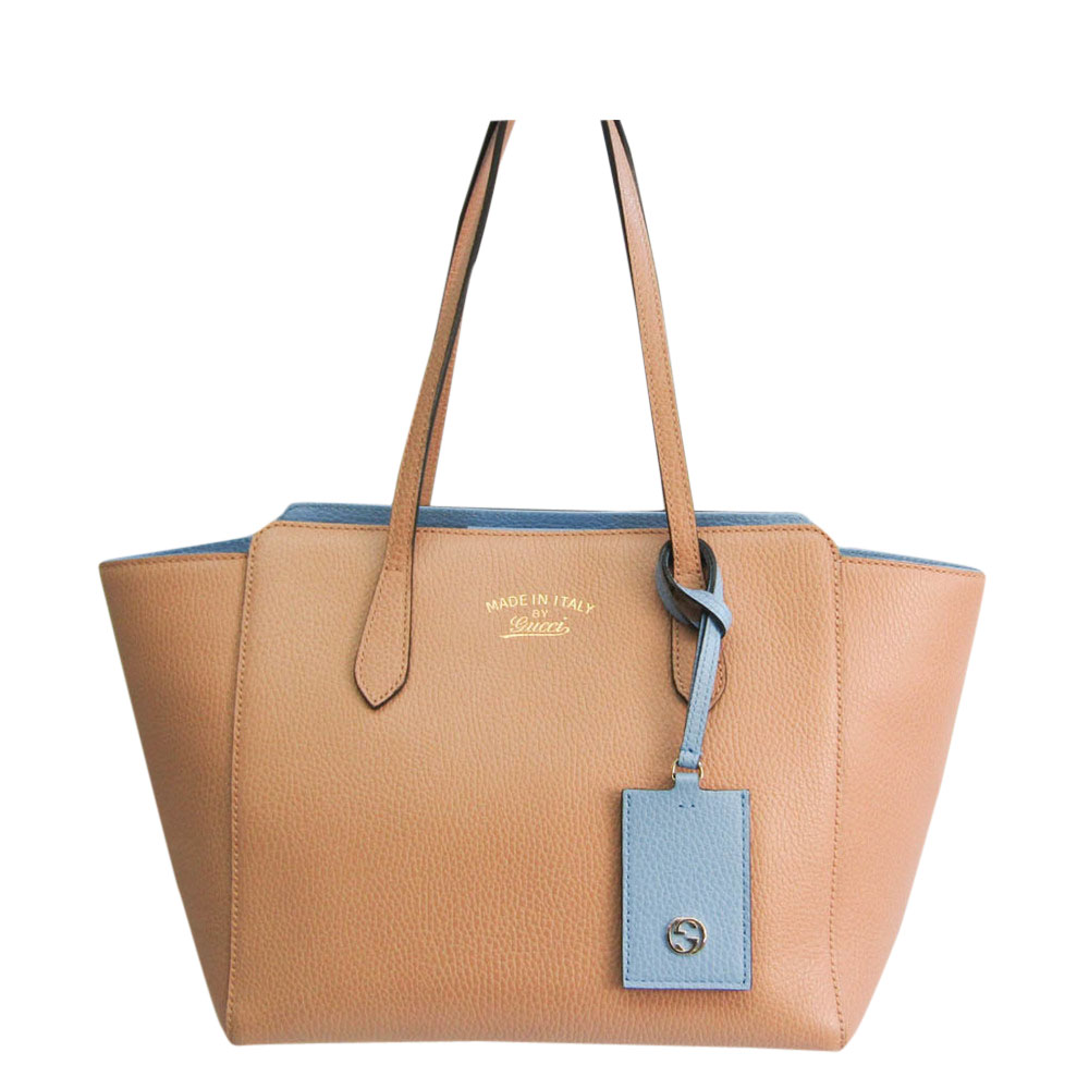 Gucci Beige/Blue Leather Swing Tote Bag