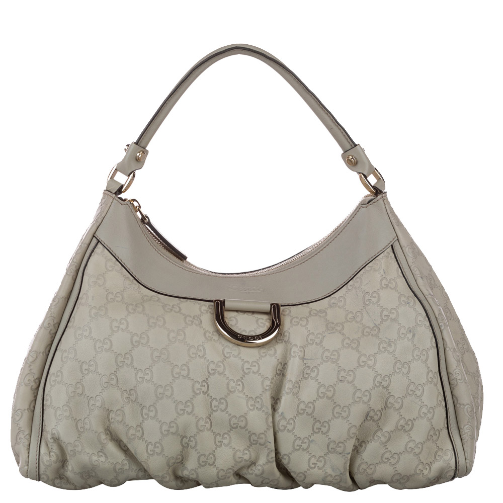 Gucci Gray Guccissima Leather Abbey D-Ring Bag
