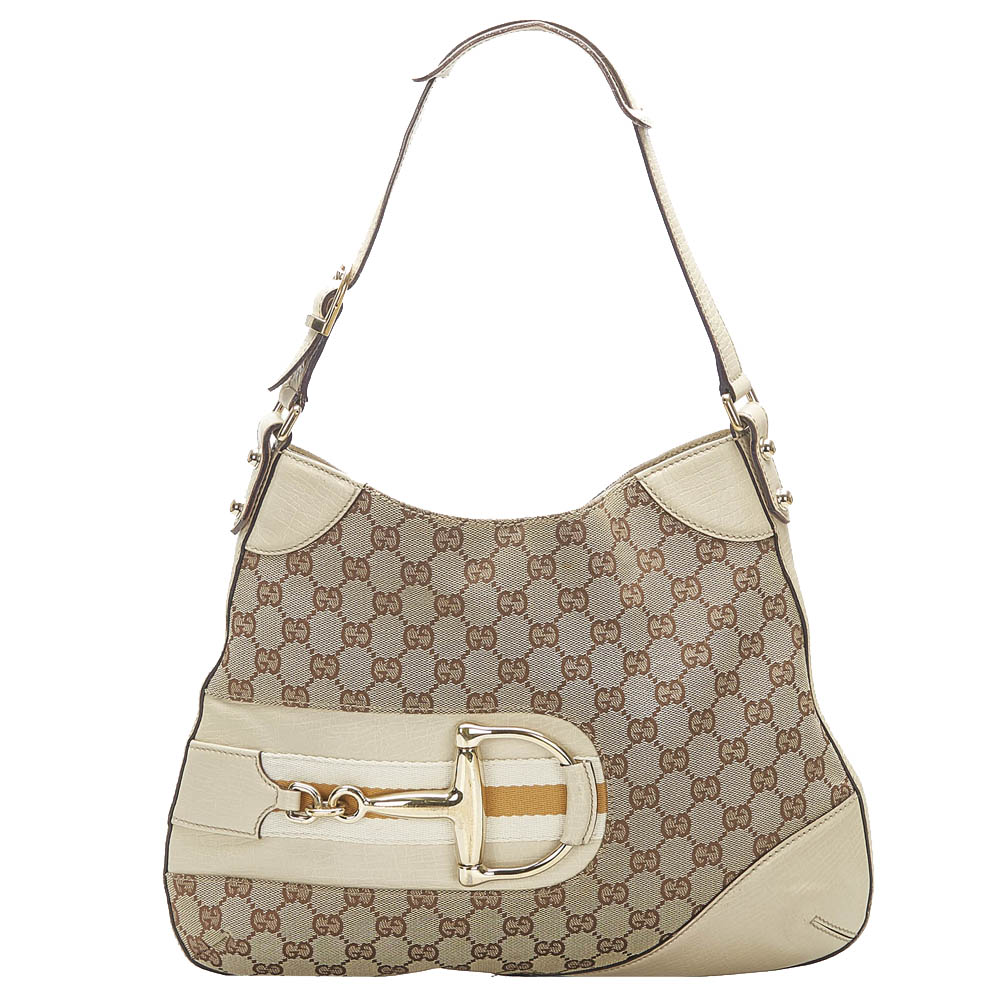 Gucci Brown/Tan GG Canvas and Leather Hasler Hobo Bag
