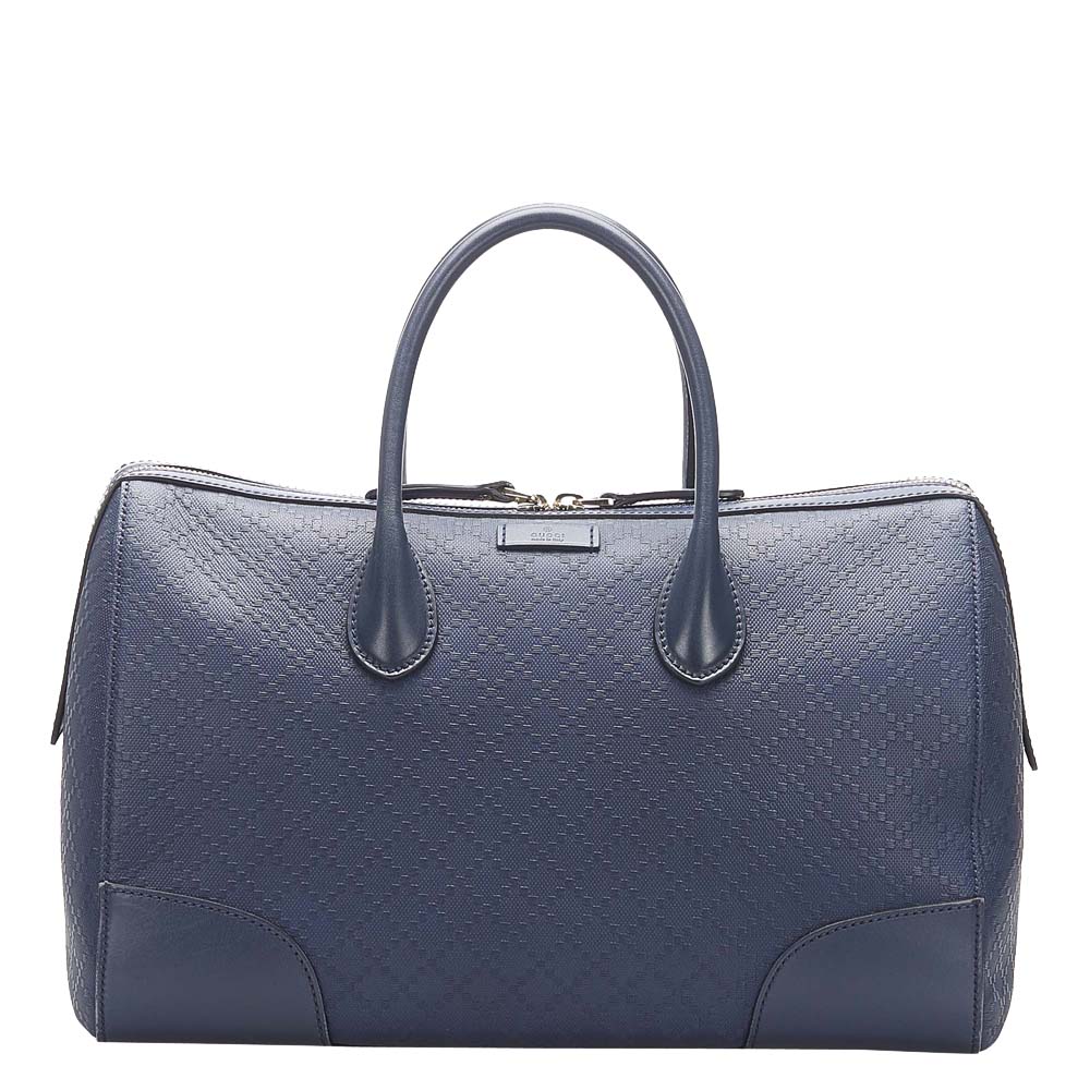 Gucci Blue Diamante Leather Boston Bag
