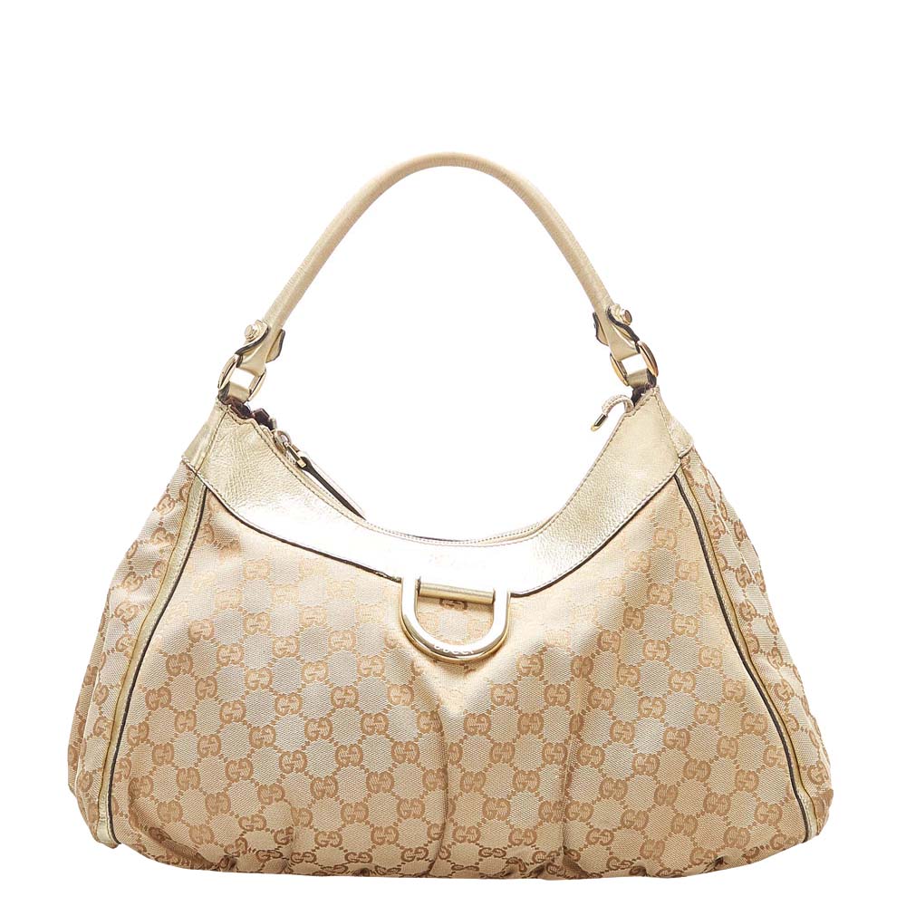 Gucci Beige GG Canvas Abbey D-Ring Hobo Bag