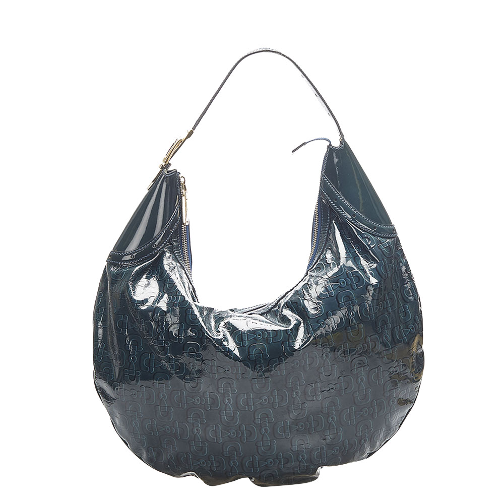 Gucci Green Patent Leather Glam Hobo Bag