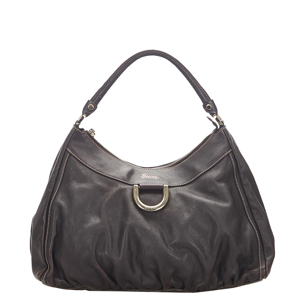 Gucci Brown/Dark Brown Leather Abbey Hobo Bag