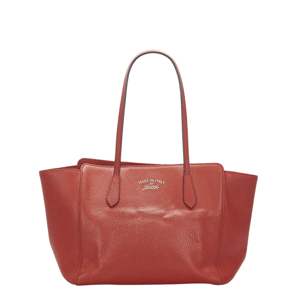Gucci Red Leather Swing Tote Bag